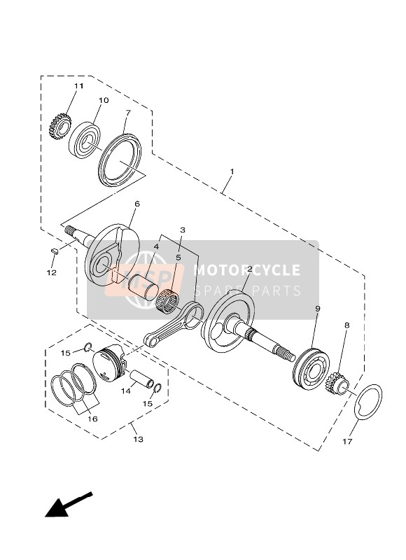 Yamaha MW125 2016 Cigüeñal & Pistón para un 2016 Yamaha MW125